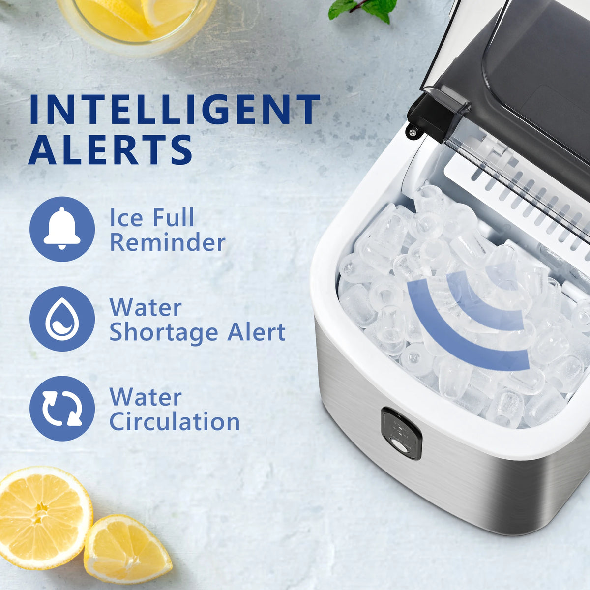ICYGLEE Ice Maker Machine Countertop Portable Ice Machine 26.5Lbs/Day 9 Cubes in 6 Mins Auto-Cleaning for Home Kitchen Camping