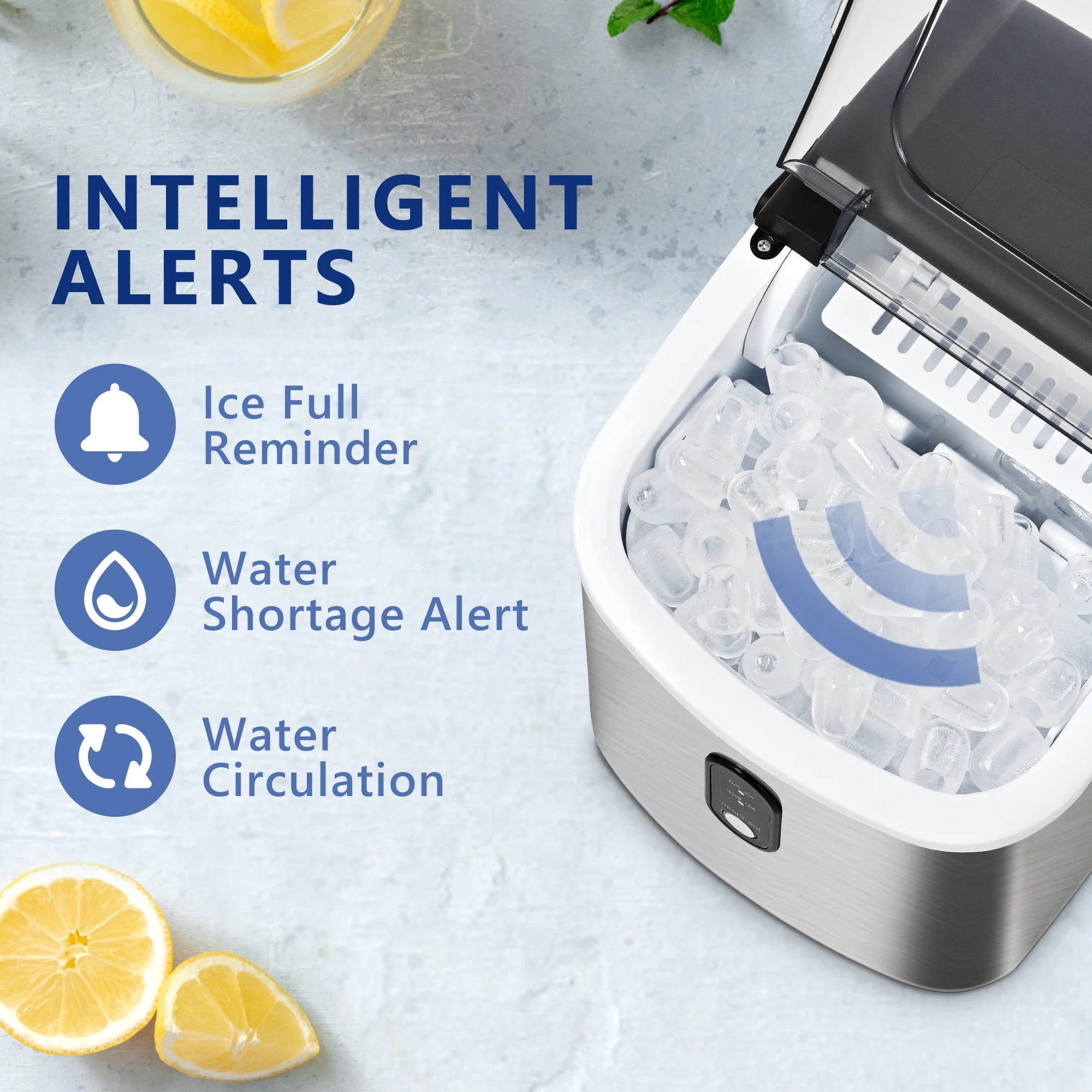 ICYGLEE Ice Maker Machine Countertop Portable Ice Machine 26.5Lbs/Day 9 Cubes in 6 Mins Auto-Cleaning for Home Kitchen Camping