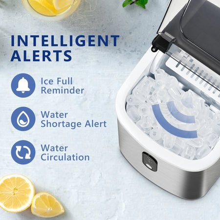 ICYGLEE Ice Maker Machine Countertop Portable Ice Machine 26.5Lbs/Day 9 Cubes in 6 Mins Auto-Cleaning for Home Kitchen Camping