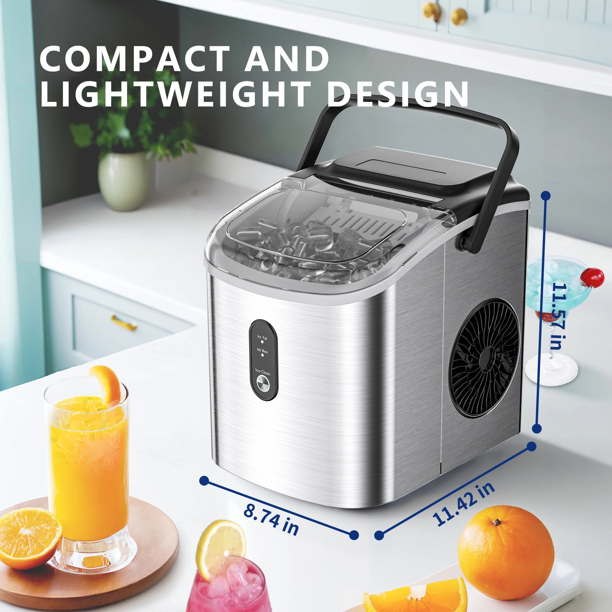 ICYGLEE Ice Maker Machine Countertop Portable Ice Machine 26.5Lbs/Day 9 Cubes in 6 Mins Auto-Cleaning for Home Kitchen Camping