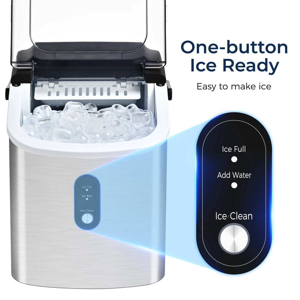 ICYGLEE Ice Maker Machine Countertop Portable Ice Machine 26.5Lbs/Day 9 Cubes in 6 Mins Auto-Cleaning for Home Kitchen Camping