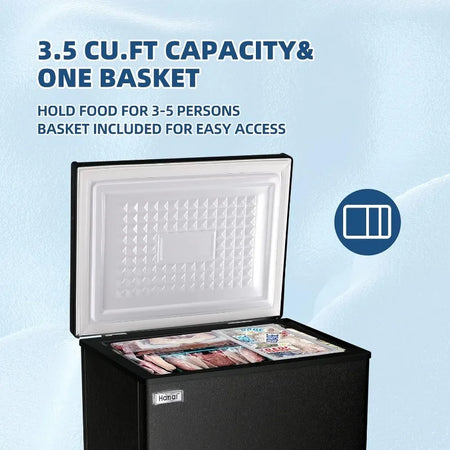 Mini Chest Freezer 3.5 Cu.Ft Small Top Door Deep Freezer with Removable Basket, Low Noise, 7 Adjustable Temperature and Energy