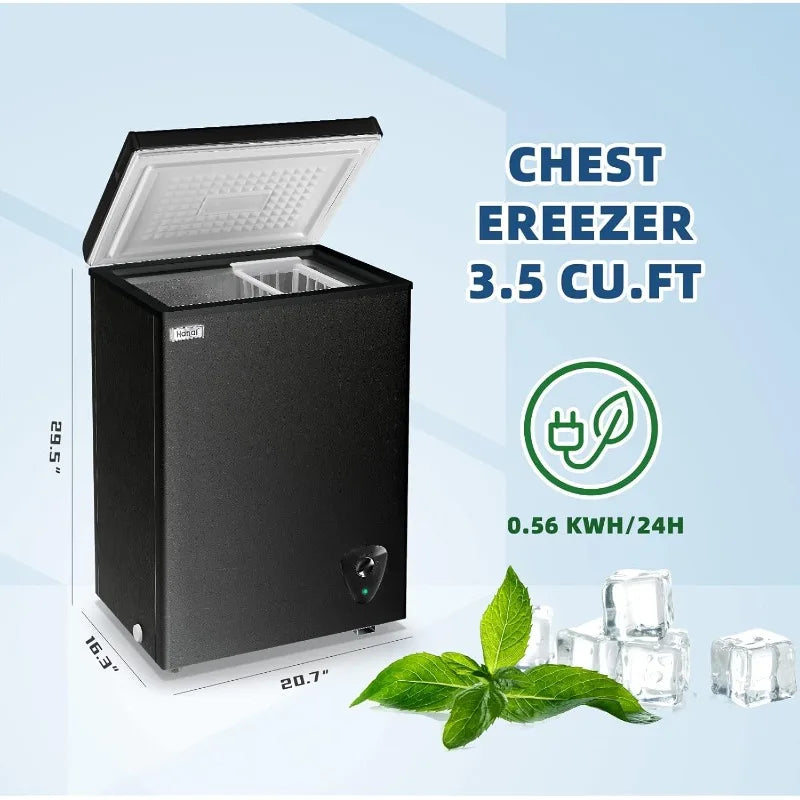 Mini Chest Freezer 3.5 Cu.Ft Small Top Door Deep Freezer with Removable Basket, Low Noise, 7 Adjustable Temperature and Energy