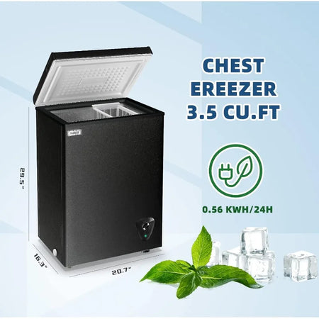 Mini Chest Freezer 3.5 Cu.Ft Small Top Door Deep Freezer with Removable Basket, Low Noise, 7 Adjustable Temperature and Energy
