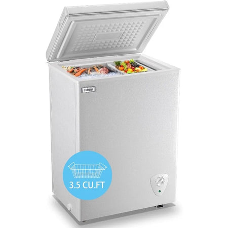 Mini Chest Freezer 3.5 Cu.Ft Small Top Door Deep Freezer with Removable Basket, Low Noise, 7 Adjustable Temperature and Energy