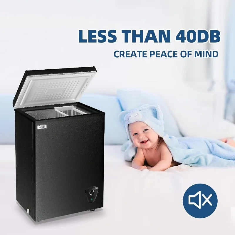 Mini Chest Freezer 3.5 Cu.Ft Small Top Door Deep Freezer with Removable Basket, Low Noise, 7 Adjustable Temperature and Energy