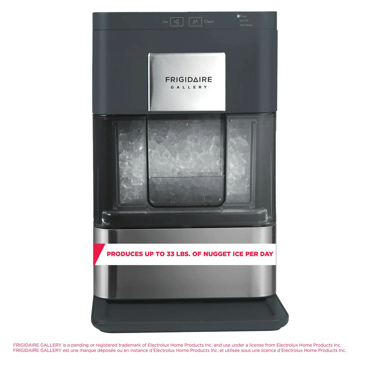 Gallery 33 Lbs. Touchscreen Nugget Ice Maker - Stainless Steel Accent, EFIC220, Black