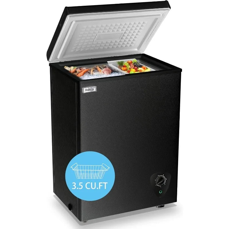 Mini Chest Freezer 3.5 Cu.Ft Small Top Door Deep Freezer with Removable Basket, Low Noise, 7 Adjustable Temperature and Energy