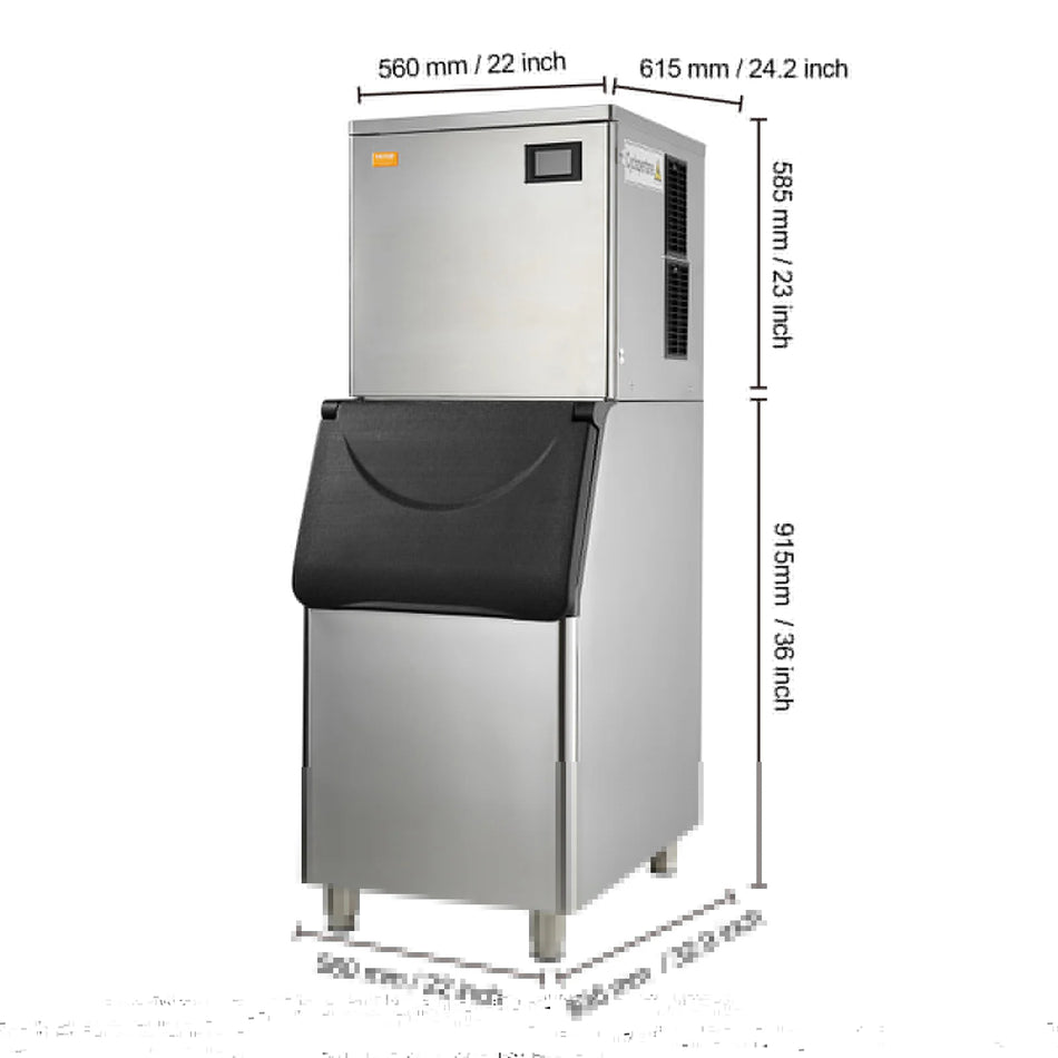 Commercial Ice Maker 400LBS/24H Ice Making Machine with 330.7 LBS Large Storage Bin 800 W Auto Self-Cleaning Ice Maker