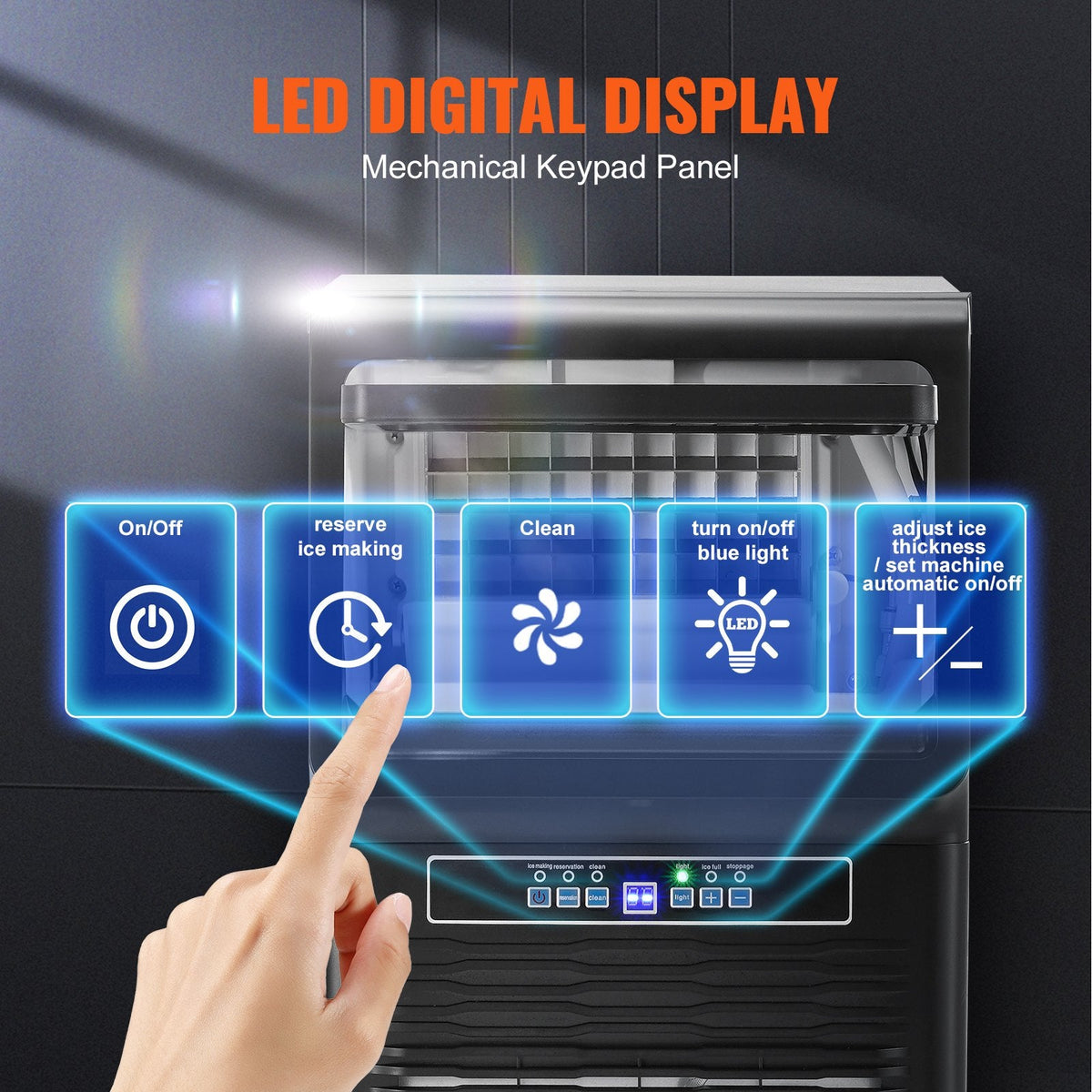 VEVOR Commercial Ice Maker, 70Lbs/24H, Ice Maker Machine, 36 Ice Cubes in 12-15 Minutes, Freestanding Cabinet Ice Maker with 11Lbs Storage Capacity LED Digital Display, for Bar Home Office Restaurant